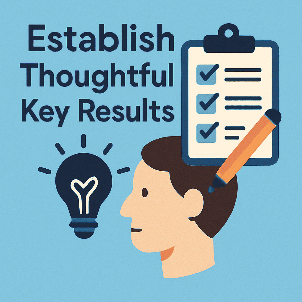 Establish thoughtful Key Results sky blue background